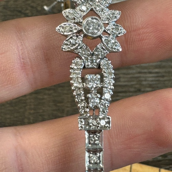 14K white gold and genuine natural diamonds vintage bracelet - Picture 16 of 17